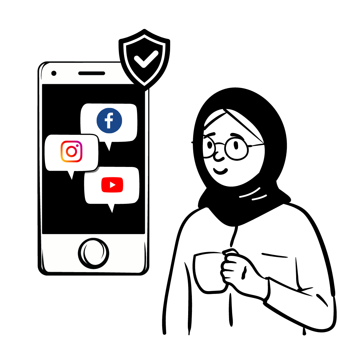 Venni ja älypuhelimen näytöllä Facebookin, Instagramin sekä Youtuben tunnukset.